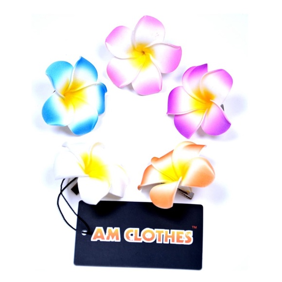 Hawaiian Flower Large Barrette Hair Clips (Pack of 5) - Picture 1 of 7